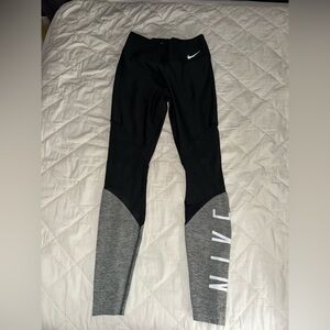 Nike Black and Gray Logo Leggings